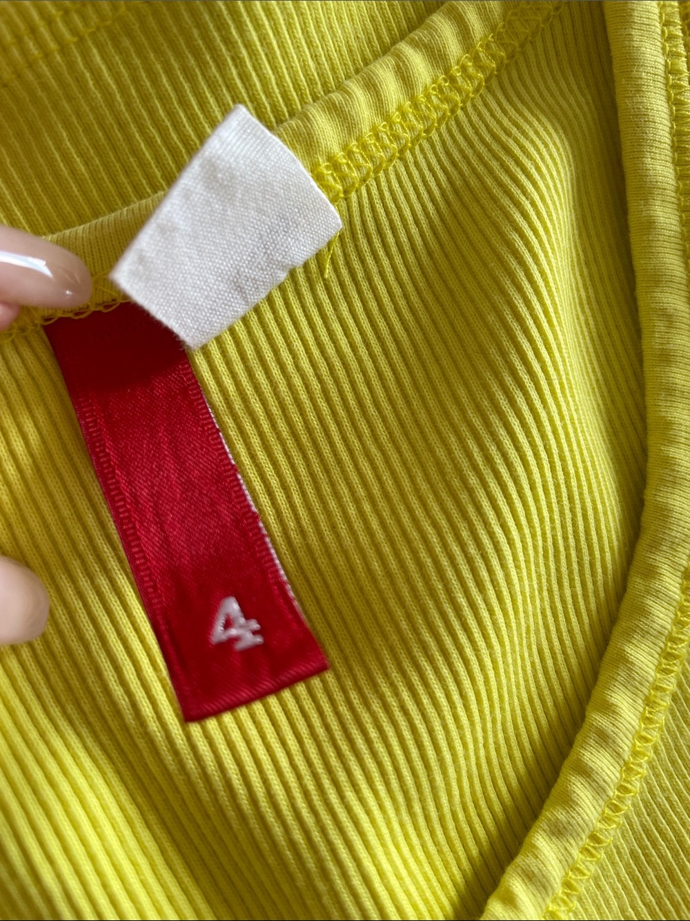 Divided Yellow Ribbed Tank Top, size 4 - Picture 3 of 4